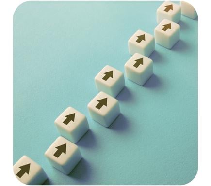 Forward Planning dice with arrows moving upwards