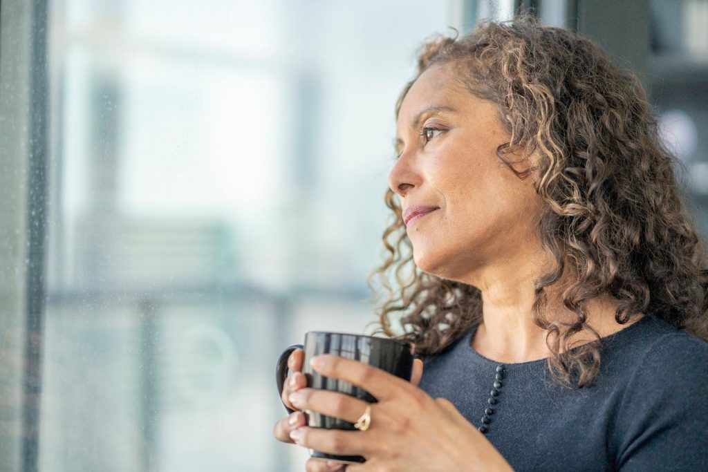Divorced woman contemplating life